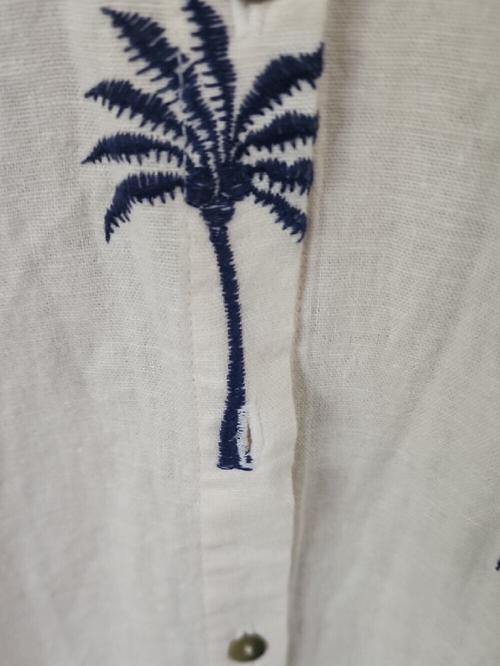 Calypso St. Barth Palm Tree Linen Blend Shirt Dress Coastal Resort - Picture 4 of 11